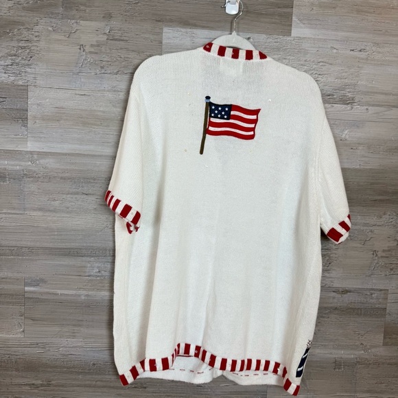 Quacker Factory Red and White Knit Cardigan - Picture 6 of 7